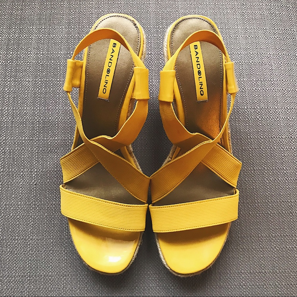 Bandolino yellow espadrilles wedges